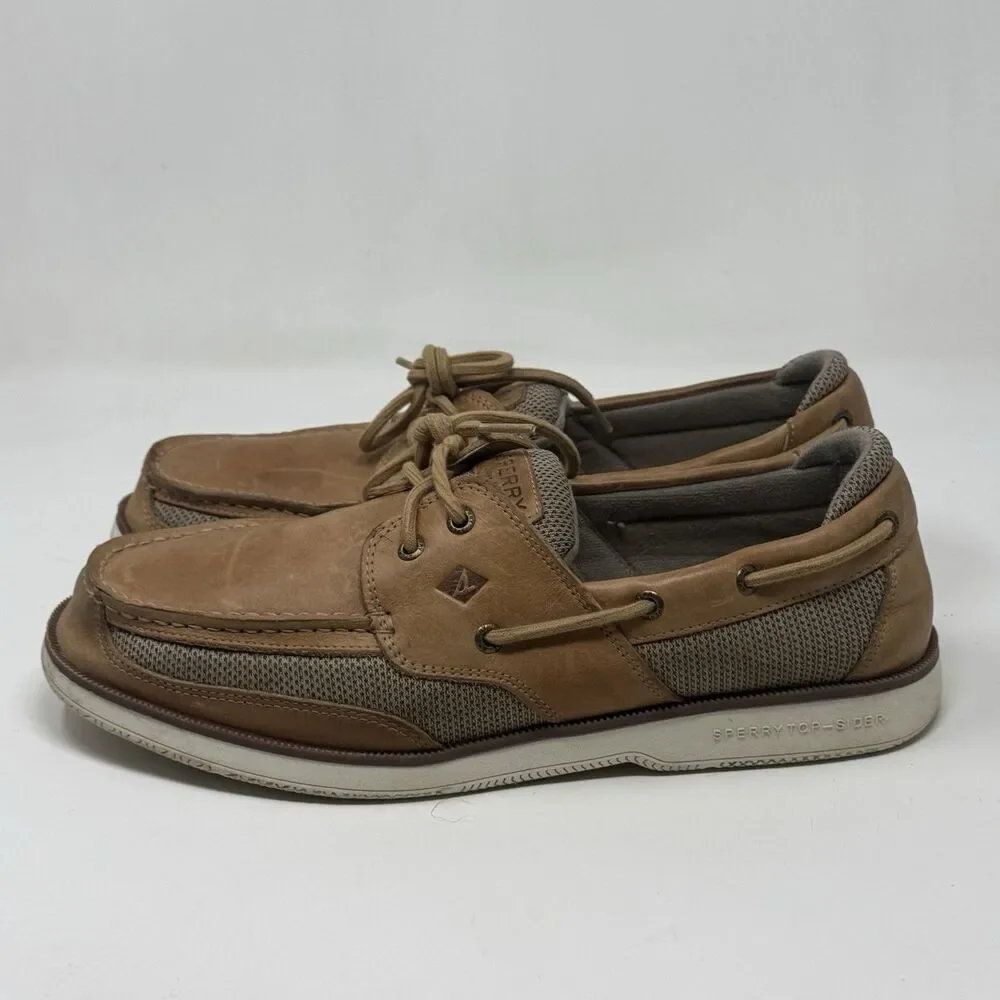 Sperry Top Sider Surveyor 2 Boat Shoes Mens 13 Brown Leather 2 Eye NO INSOLES